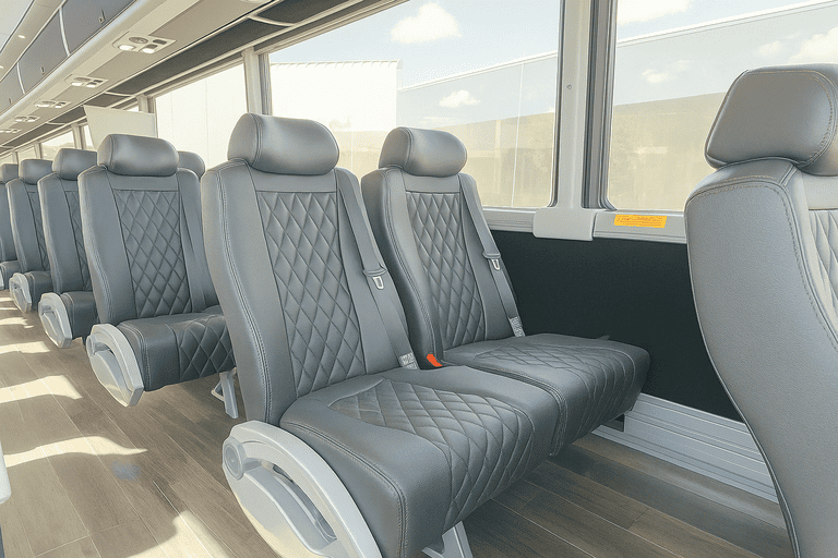 interior of Albany Coach Bus Service charter bus