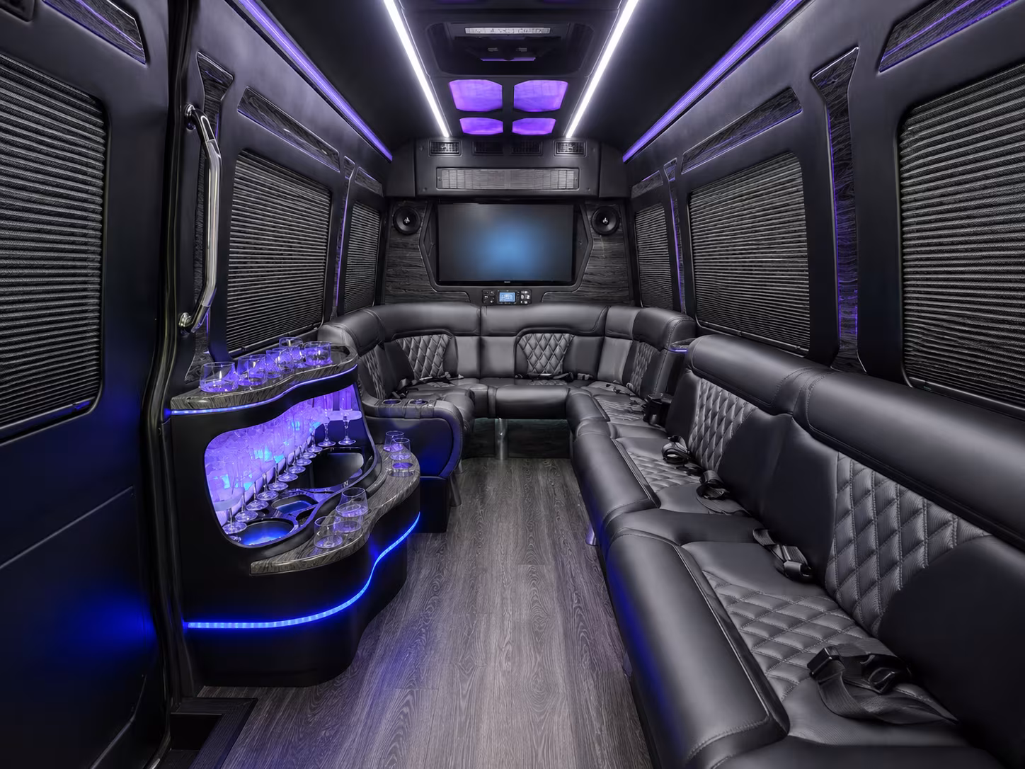 albany 40 passenger party bus interior